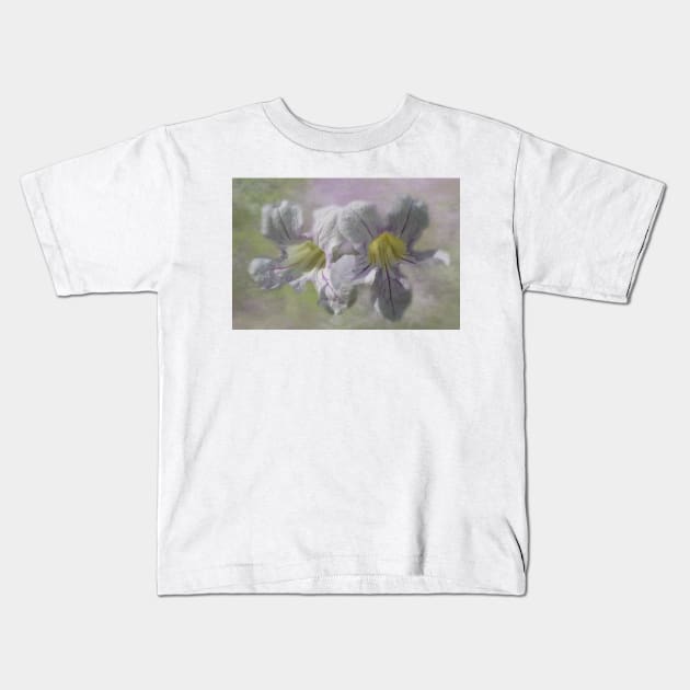 Lavender Trumpet Vine Flower Digital Art Kids T-Shirt by ButterflyInTheAttic